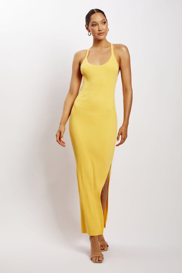 Yasamin Halter Knit Maxi Dress - Yellow ...